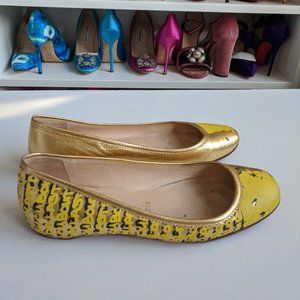 Christian Louboutin Yellow Gold Graffiti Flats